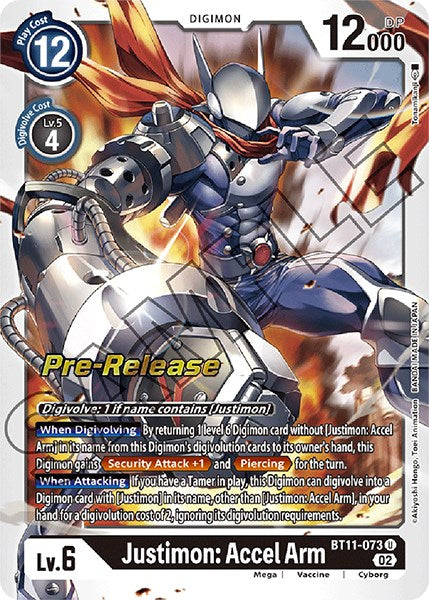 Justimon: Accel Arm [BT11-073] [Dimensional Phase Pre-Release Promos] 