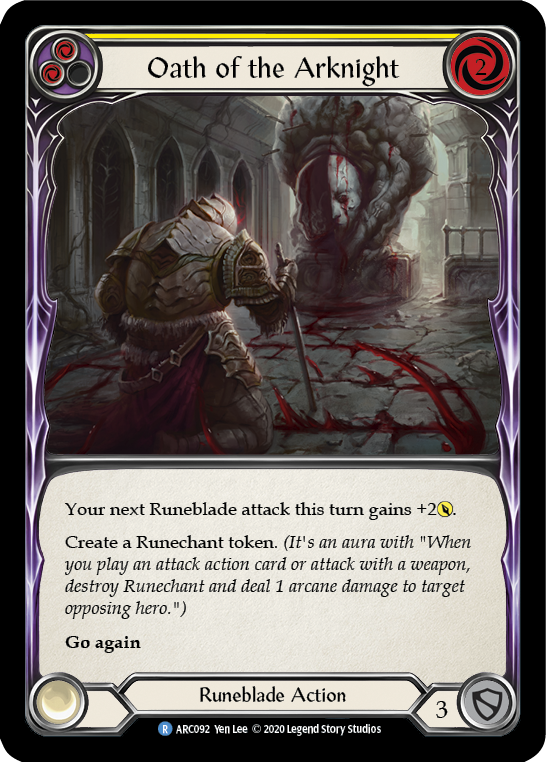 Oath of the Arknight (Yellow) [U-ARC092] (Arcane Rising Unlimited) Unlimited Rainbow Foil 