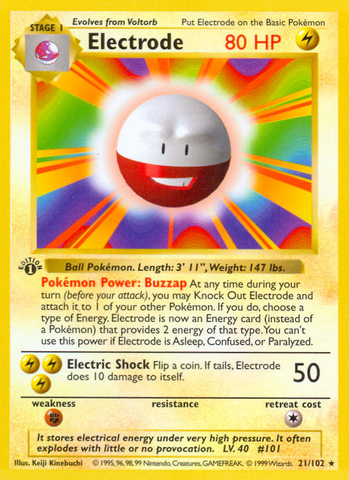Electrode (21/102) (Shadowless) [Base Set 1st Edition] 