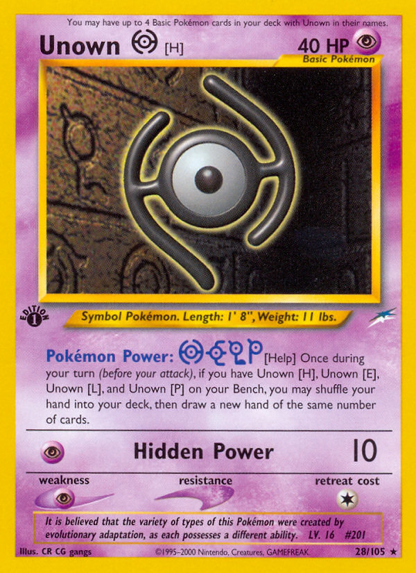 Unown [H] (28/105) [Neo Destiny 1st Edition] 