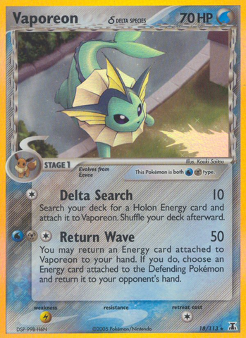 Vaporeon (18/113) (Delta Species) [EX: Delta Species] 