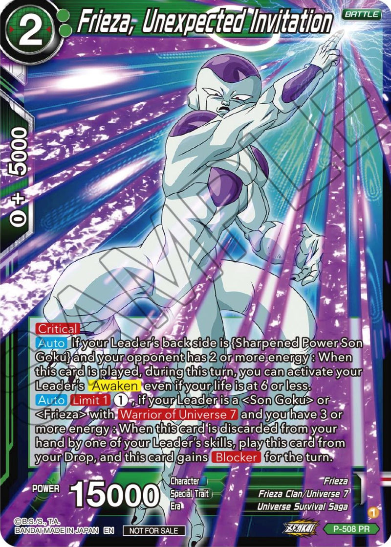 Frieza, Unexpected Invitation (Zenkai Series Tournament Pack Vol.4) (P-508) [Tournament Promotion Cards] 