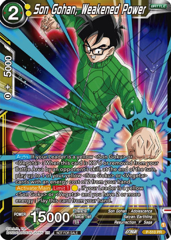 Son Gohan, Weakened Power (Zenkai Series Tournament Pack Vol.4) (P-510) [Tournament Promotion Cards] 