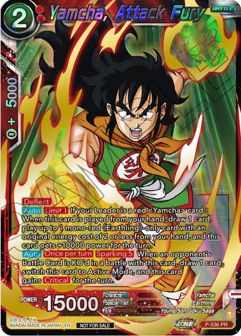 Yamcha, Attack Fury (Championship Selection Pack 2023 Vol.2) (Gold-Stamped Shatterfoil) (P-536) [Tournament Promotion Cards] 