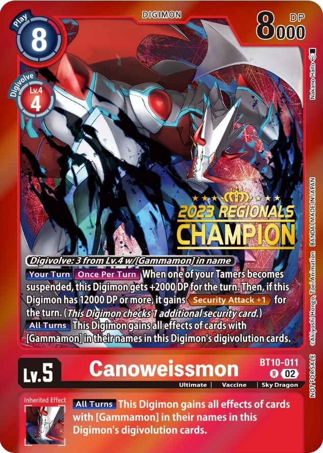Canoweissmon [BT10-011] (2023 Regionals Champion) [Xros Encounter Promos] 
