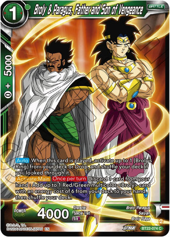 Broly &amp; Paragus, Father and Son of Vengeance (BT22-074) [Critical Blow] 