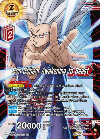 Son Gohan, Awakening to Beast (BT22-003) [Critical Blow] 