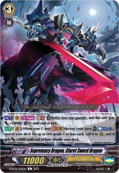 Supremacy Dragon, Claret Sword Dragon Revolt (D-PV01/104EN) [D-PV01: History Collection] 