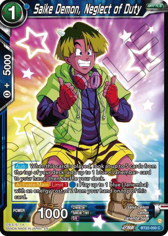 Saike Demon, Neglect of Duty (BT22-050) [Critical Blow] 