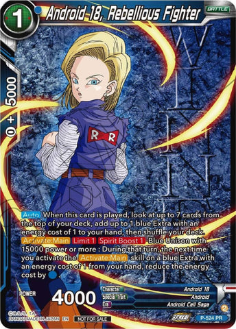 Android 18, Rebellious Fighter (Winner-Stamped) (Zenkai Series Tournament Pack Vol.5) (P-524) [Tournament Promotion Cards] 