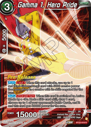 Gamma 1, Hero Pride (BT22-019) [Critical Blow Prerelease Promos] 