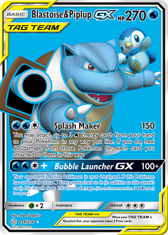 Blastoise &amp; Piplup GX (214/236) [Sun &amp; Moon: Cosmic Eclipse] 