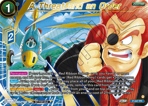 A Threat and an Order (Championship Z Extra Card Pack 2023) (Gold-Stamped) (P-547) [Tournament Promotion Cards] 