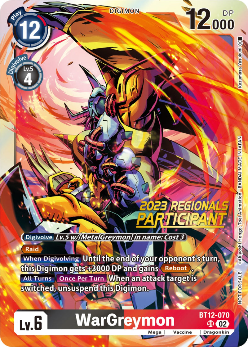 WarGreymon [BT12-070] (2023 Regionals Participant) [Across Time] 