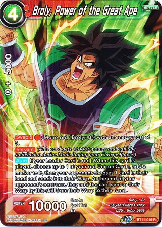 Broly, Power of the Great Ape (BT11-016) [Vermilion Bloodline 2nd Edition] 