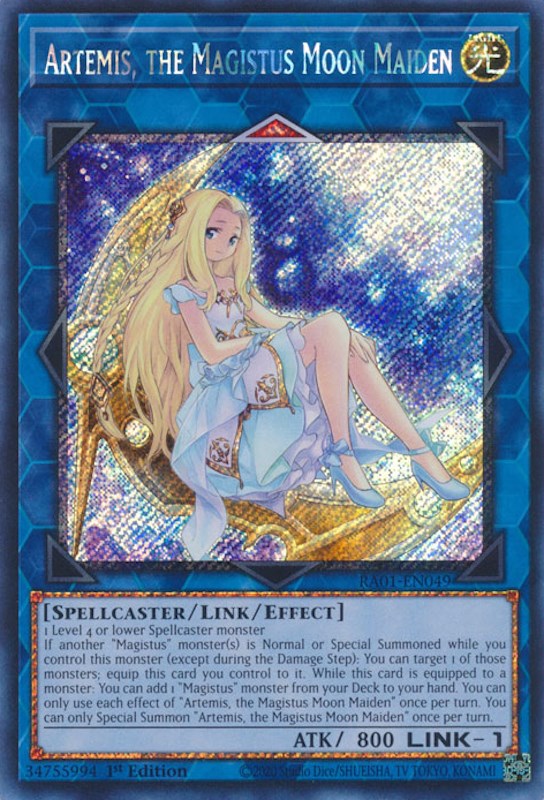 Artemis, the Magistus Moon Maiden [RA01-EN049] Platinum Secret Rare 