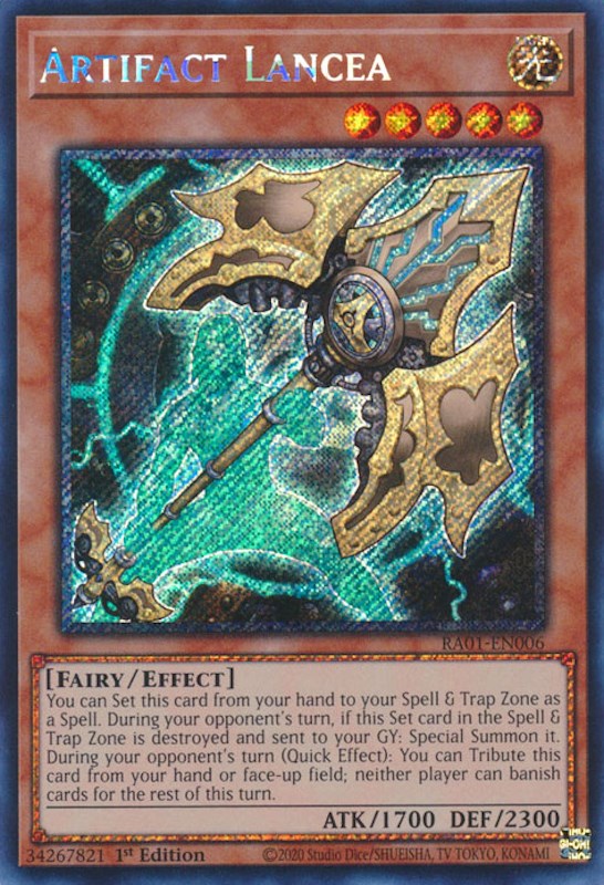 Artifact Lancea [RA01-EN006] Platinum Secret Rare 