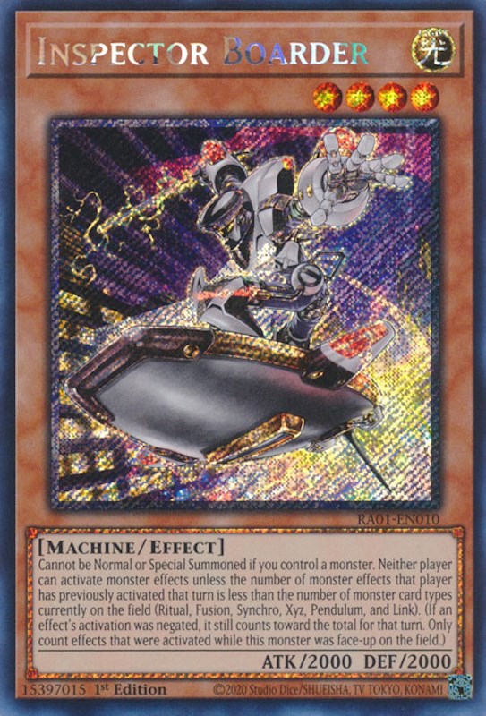 Inspector Boarder [RA01-EN010] Platinum Secret Rare 