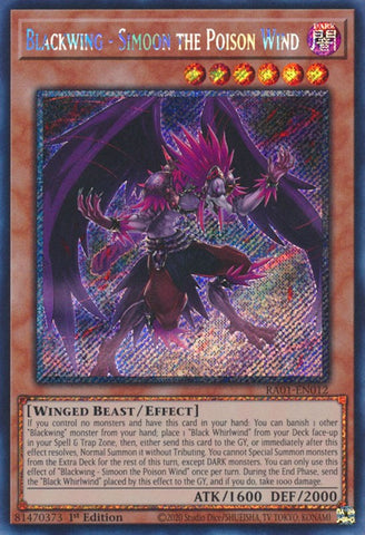Blackwing - Simoon the Poison Wind [RA01-EN012] Platinum Secret Rare 