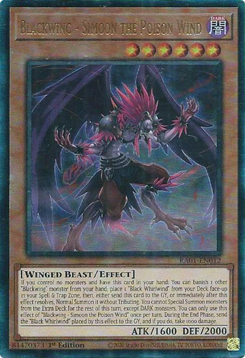 Blackwing - Simoon the Poison Wind [RA01-EN012] Prismatic Ultimate Rare 