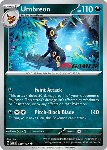 Umbreon (130/197) (EBGames Exclusive) [Scarlet &amp; Violet: Obsidian Flames] 