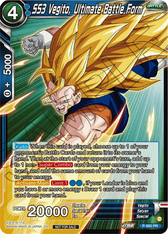 SS3 Vegito, Ultimate Battle Form (Zenkai Series Tournament Pack Vol.6) (P-560) [Tournament Promotion Cards] 