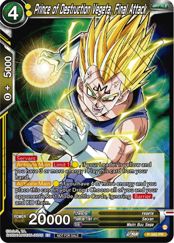 Prince of Destruction Vegeta, Final Attack (Zenkai Series Tournament Pack Vol.6) (P-565) [Tournament Promotion Cards] 