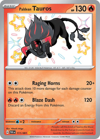 Paldean Tauros (111/091) [Scarlet &amp; Violet: Paldean Fates] 