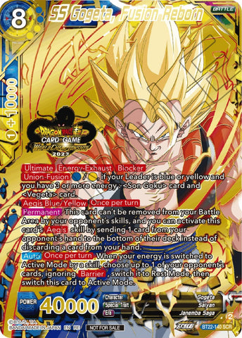 SS Gogeta, Fusion Reborn (2023 World Championship Stamp) (BT22-140) [Tournament Promotion Cards] 