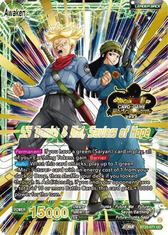 Trunks &amp; Mai // SS Trunks &amp; Mai, Saviors of Hope (2023 Worlds ZENKAI 06 Leader Set) (BT23-071) [Tournament Promotion Cards] 