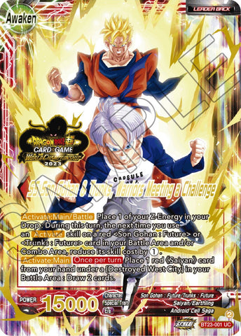 Son Gohan &amp; Trunks // SS Son Gohan &amp; Trunks, Warriors Meeting a Challenge (2023 Worlds ZENKAI 06 Leader Set) (BT23-001) [Tournament Promotion Cards] 
