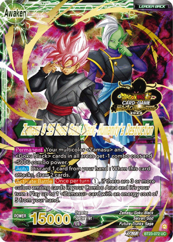 Zamasu &amp; Goku Black // Zamasu &amp; SS Rose Goku Black, Humanity's Destruction (2023 Worlds ZENKAI 06 Leader Set) (BT23-072) [Tournament Promotion Cards] 
