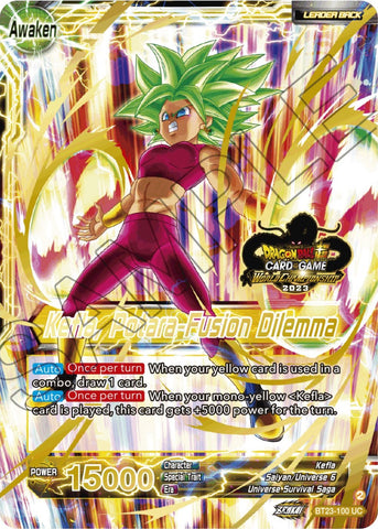 Kale &amp; Caulifla // Kefla, Potara-Fusion Dilemma (2023 Worlds ZENKAI 06 Leader Set) (BT23-100) [Tournament Promotion Cards] 