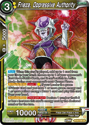 Frieza, Oppressive Authority (BT24-106) [Beyond Generations] 
