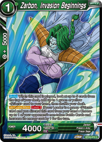 Zarbon, Invasion Beginnings (BT24-072) [Beyond Generations] 