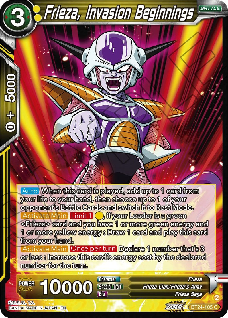 Frieza, Invasion Beginnings (BT24-105) [Beyond Generations]