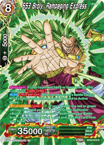 SS3 Broly, Rampaging Express (Collector Booster) (BT24-074) [Beyond Generations] 