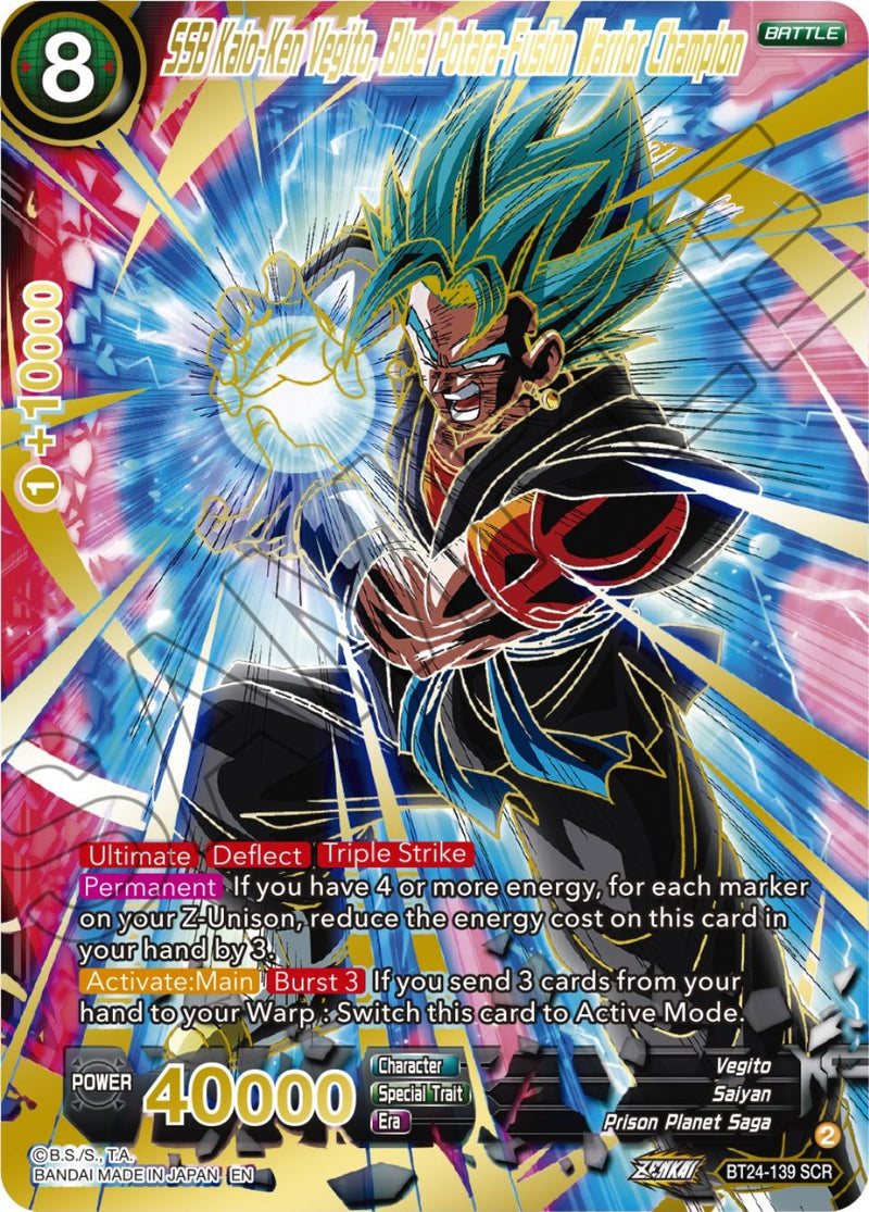SSB Kaio-Ken Vegito, Blue Potara-Fusion Warrior Champion (BT24-139) [Beyond Generations] 