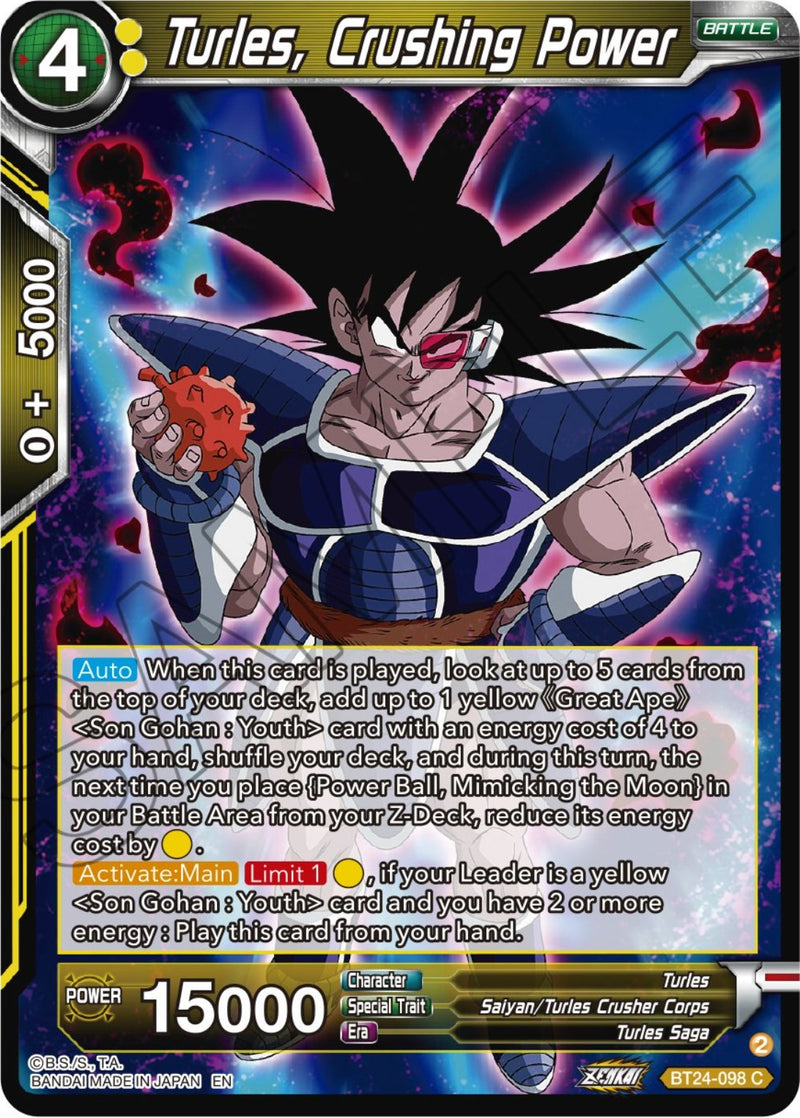 Turles, Crushing Power (BT24-098) [Beyond Generations]