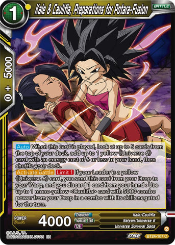 Kale &amp; Caulifla, preparations for Potara-Fusion (BT24-107) [Beyond Generations] 