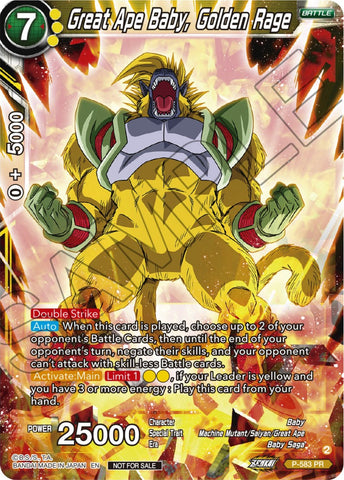 Great Ape Baby, Golden Rage (Zenkai Series Tournament Pack Vol.7) (P-583) [Tournament Promotion Cards] 