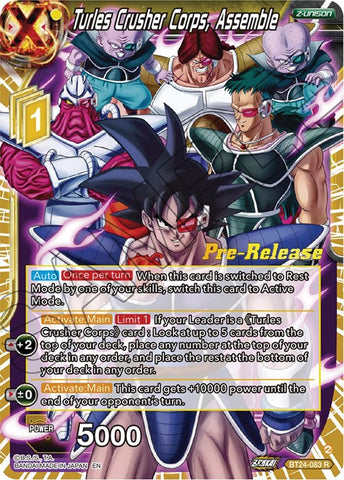 Turles Crusher Corps, Assemble (BT24-083) [Beyond Generations Prerelease Promos] 
