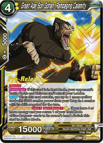 Great Ape Son Gohan, Rampaging Calamity (BT24-090) [Beyond Generations Prerelease Promos] 