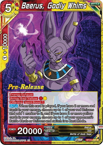 Beerus, Godly Whims (BT24-127) [Beyond Generations Prerelease Promos] 