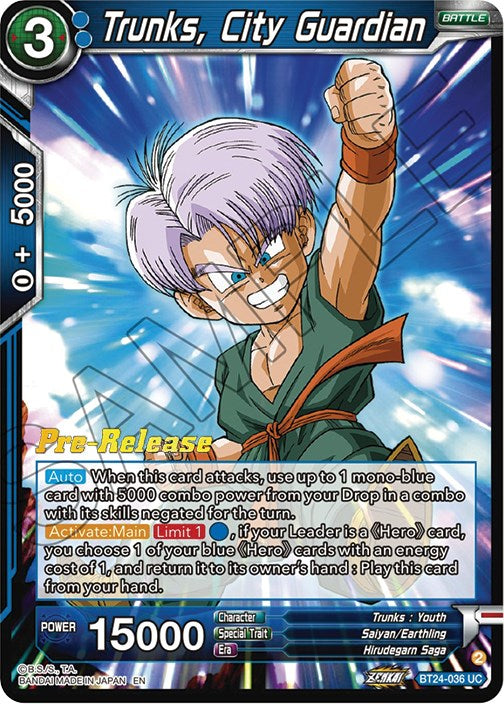 Trunks, City Guardian (BT24-036) [Beyond Generations Prerelease Promos]