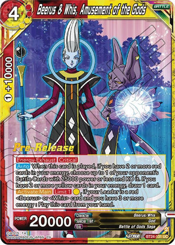 Beerus &amp; Whis, Amusement of the Gods (BT24-131) [Beyond Generations Prerelease Promos] 