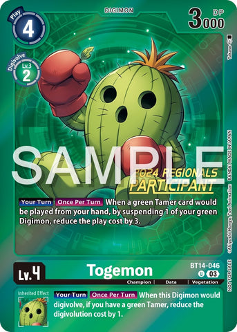 Togemon [BT14-046] (2024 Regionals Participant) [Blast Ace Promos] 