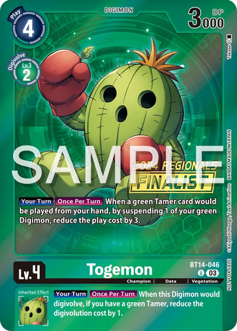 Togemon [BT14-046] (2024 Regionals Finalist) [Blast Ace Promos] 