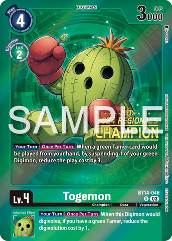 Togemon [BT14-046] (2024 Regionals Champion) [Blast Ace Promos] 