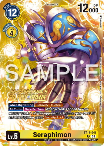 Seraphimon [BT14-041] (2024 Regionals Participant) [Blast Ace Promos] 